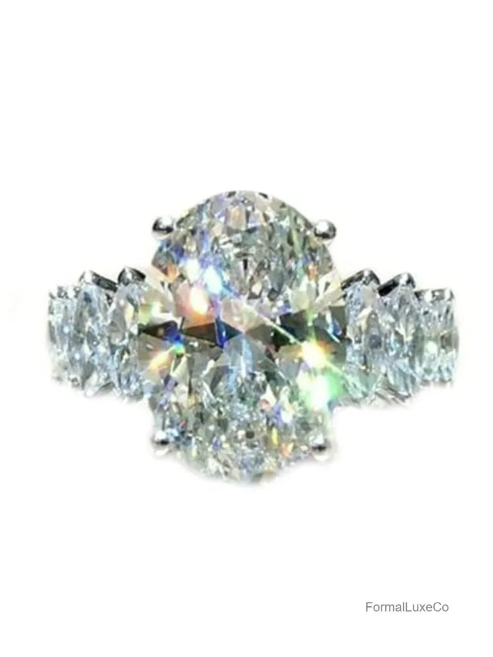 Elegant Huge Zircon Wedding Ring 18k Platinum Plated Cubic Zirconia Crystal
